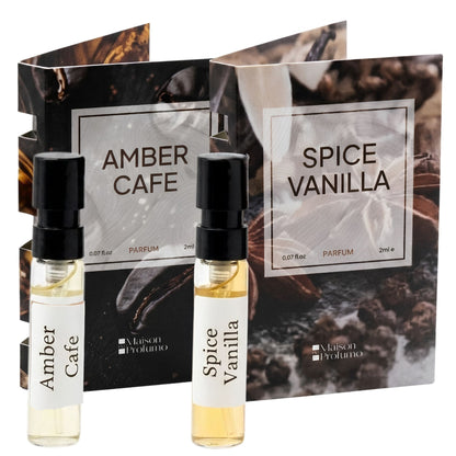 Gourmand Duo – Amber Café &amp; Spice Vanilla  Unisex Parfum Discovery Set | 2×2ML